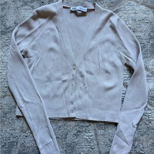 Zara Women's Beige Button-Up Cardigan